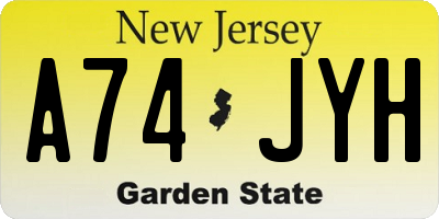 NJ license plate A74JYH