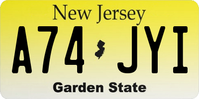 NJ license plate A74JYI