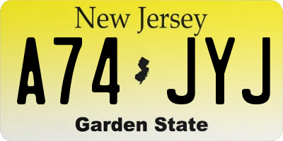 NJ license plate A74JYJ