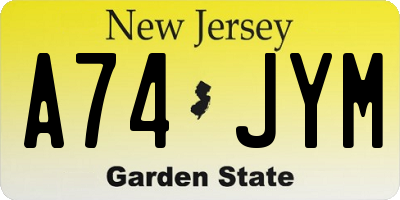 NJ license plate A74JYM
