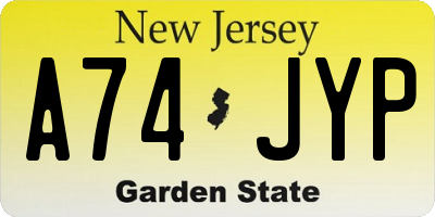 NJ license plate A74JYP