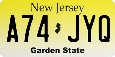 NJ license plate A74JYQ