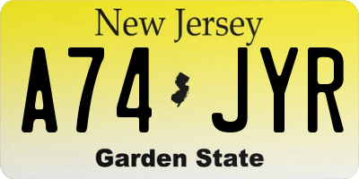 NJ license plate A74JYR