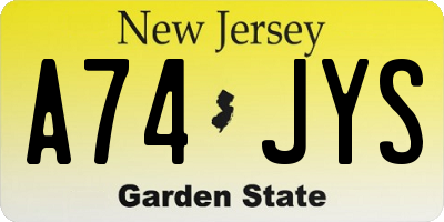 NJ license plate A74JYS