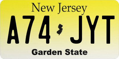NJ license plate A74JYT