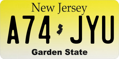 NJ license plate A74JYU