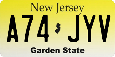 NJ license plate A74JYV