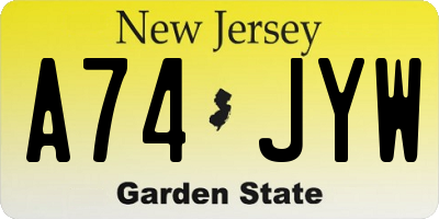 NJ license plate A74JYW