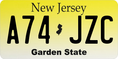NJ license plate A74JZC