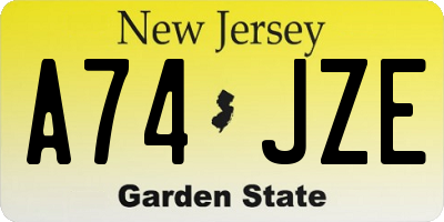 NJ license plate A74JZE