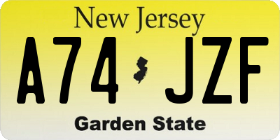 NJ license plate A74JZF