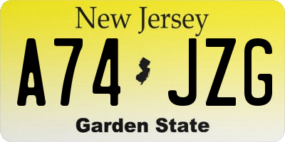 NJ license plate A74JZG