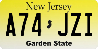 NJ license plate A74JZI
