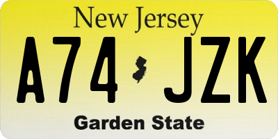 NJ license plate A74JZK
