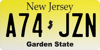 NJ license plate A74JZN