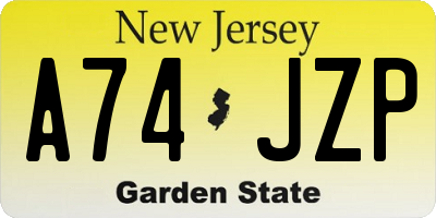 NJ license plate A74JZP
