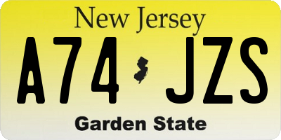 NJ license plate A74JZS