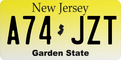 NJ license plate A74JZT