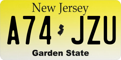 NJ license plate A74JZU
