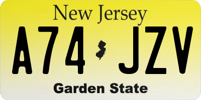 NJ license plate A74JZV
