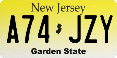 NJ license plate A74JZY