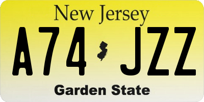 NJ license plate A74JZZ
