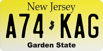 NJ license plate A74KAG