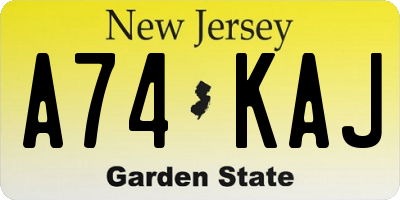 NJ license plate A74KAJ