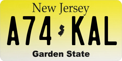 NJ license plate A74KAL