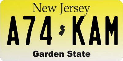 NJ license plate A74KAM