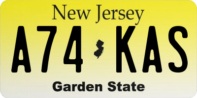NJ license plate A74KAS