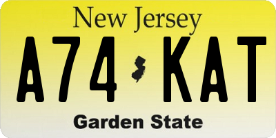NJ license plate A74KAT