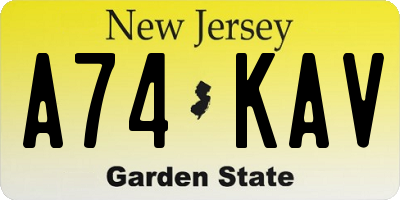 NJ license plate A74KAV