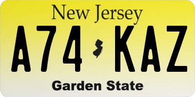 NJ license plate A74KAZ