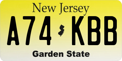 NJ license plate A74KBB