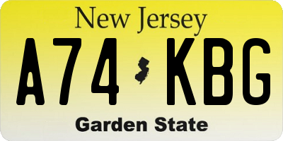 NJ license plate A74KBG