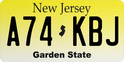 NJ license plate A74KBJ