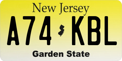 NJ license plate A74KBL