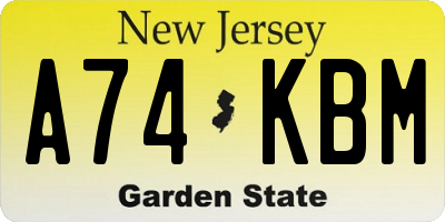 NJ license plate A74KBM