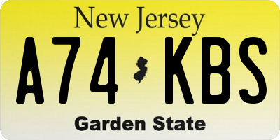 NJ license plate A74KBS
