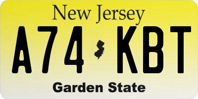 NJ license plate A74KBT