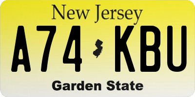 NJ license plate A74KBU
