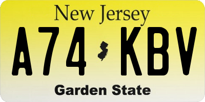 NJ license plate A74KBV