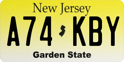 NJ license plate A74KBY