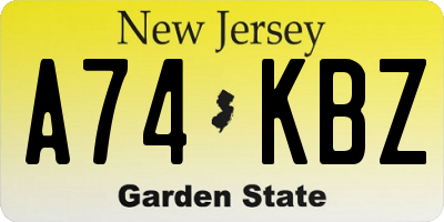 NJ license plate A74KBZ