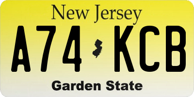NJ license plate A74KCB