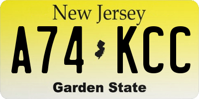 NJ license plate A74KCC