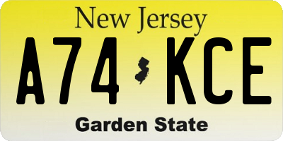 NJ license plate A74KCE