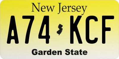 NJ license plate A74KCF