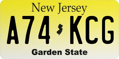 NJ license plate A74KCG